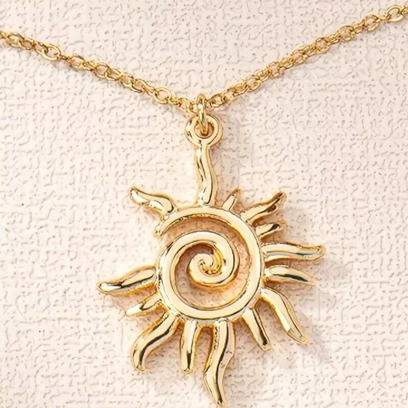 TACBSP Rapunz Sun Necklace for Women Tangled Necklace Sun Necklaces Opal Pendant Neckalces Healing Crystal Necklaces Christmas Trendy Jewelry - Image 2